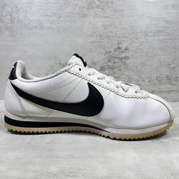 Nike Classic Cortez Leather Sneakers - Women's Size 7 - White Black - Picture 2 of 10